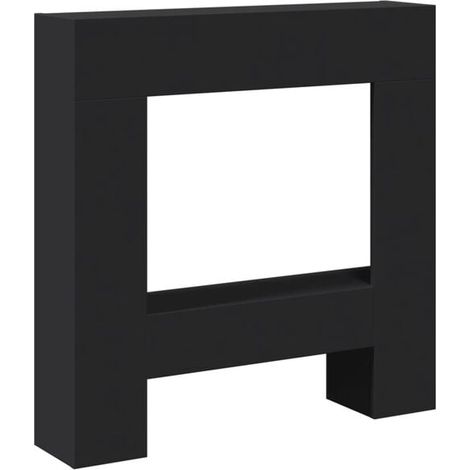Manteau de cheminée noir, dimensions 81x18x82 cm, bois d'ingénierie. (1/5)