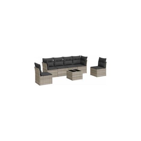 Salon de jardin avec coussins 7 pcs gris clair résine tressée (1/4)