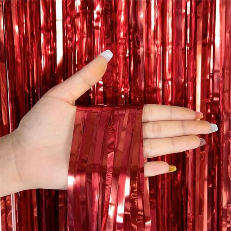 Rideau à paillettes — 200 x 100 cm — Idéal pour les décorations de fêtes, mariages et anniversaires — rouge