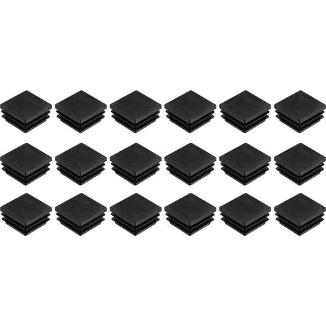 12 Pièces Bouchons Carrés en Plastique, 35mm x 35mm x 18mm Hauteur pour 28-33mm Tuyau Pied de Chaise Bouchons Embouts Carrés d'extrémité de Protection en PE pour Tables, Noir (1/5)