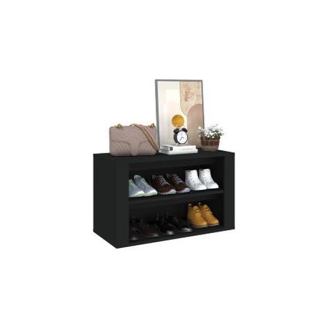 Étagère à chaussures 2 niveaux Padela – Praticité et élégance pour un intérieur bien rangé-Noir (1/5)