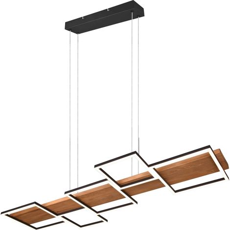 Lampada a sospensione LED Trio Harper nera legno scuro (1/5)