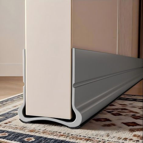 93cm Gris Calfeutrer Bas de Porte, Silicone Bande D'étanchéité Pas Besoin de Coller, Isolation Phonique Porte, Boudin de Porte Anti Courant d'air Calfeutrer Seuil Porte, (Gray)