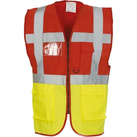 Gilet multifunzione Yoko ad alta visibilità Giallo / Rosso XL