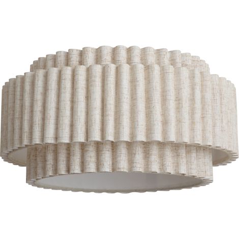 QAZQA Japandi Lampshade in Beige Linen 35/35/18 - Scalloped (1/4)