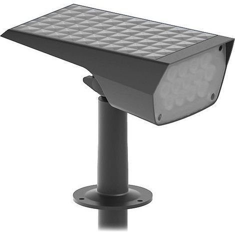 Projecteur Piquet LED Solaire Carré 2W 3000K Noir 316 mm IP65 Miidex Lighting® (1/5)