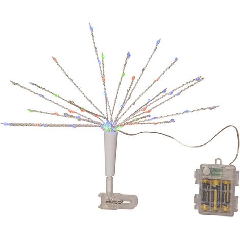 Cime de sapin LED « Firework Topstar » avec clip, 100 LED colorées, batterie, minuteur, extérieur, 35 cm (1/3)