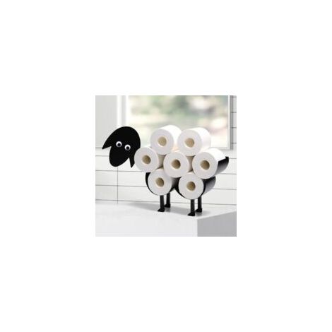 Toilettenpapierrollenhalter aus Metall – Dekoratives Schafmotiv – Für 8 Rollen – Fürs Badezimmer – Schwarz-Crezuo