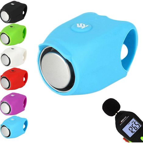 Klaxon VéLo Puissant, Klaxon Vélo, Sonnette Electrique pour Velo Trotinette, Electronique Mini Avertisseur Sonore Cloche E-Bell étanche Coque en Silicone Bell, pour vélo VTT (NAUXIU) Bleu (1/5)