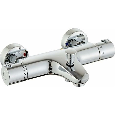 Mitigeur thermostatique de douche – raccord fileté 1/2 pouce – avec bouton de sécurité 38 °C – robinetterie de douche en laiton pour salles de bains avec (1/5)