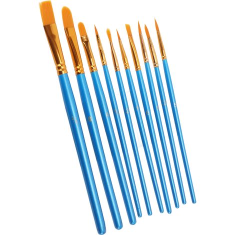 Ensemble de 10 pinceaux en nylon bleu perle pour le dessin au trait, la gouache, l'acrylique, la peinture à l'huile, le graffiti et le coloriage (1/5)