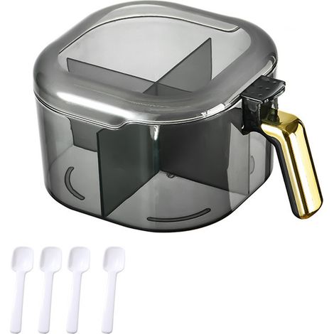 Boîte À Épices - 4 Compartiments - Couvercle Étanche - Cuillères Incluses - Pour Sel Poivre Poudres Épices - Lot De 1 (1/5)