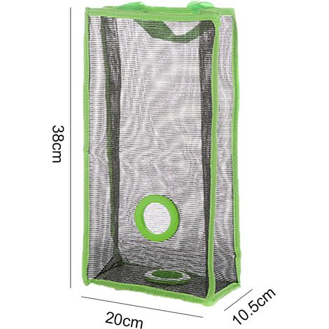 Sac de rangement suspendu réutilisable en filet pour légumes, fruits, ail, déchets (vert L) (1/3)