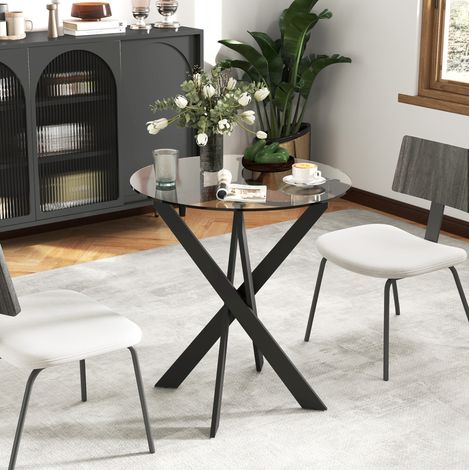 Mesa de vidrio templado negro Ø70 x 75 cm, redonda, 4 personas (1/5)