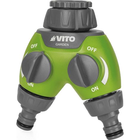 Distributeur pour arrosage 2 voies Raccord rapide 1" Robinet réglable VITO (1/4)