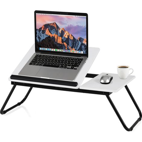 Bureau Portable Pliable pour Ordinateur Portable, Table pour Ordinateur Multifonctionnelle, Plateau InclinablePliable, Maison, Bureau, Voyage, Blanc (1/5)