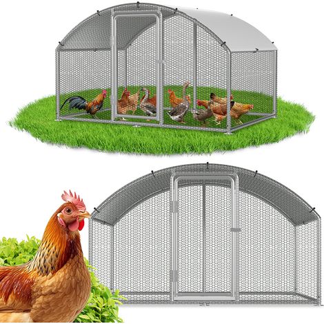 Randaco Hühnerstall 3x2x2m Bogenaufsatz Hühnerhaus Kleintierstall Freilaufgehege Kleintiergehege Voliere Freigehege Hühnerkäfig Geflügelstall Verzinkter