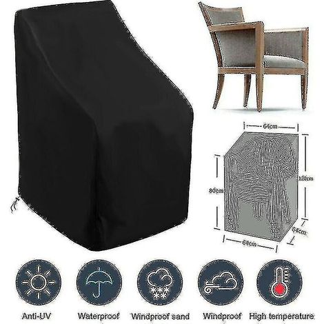 Housse imperméable pour chaise de jardin/terrasse extérieure, grand format, dossier haut (1/3)