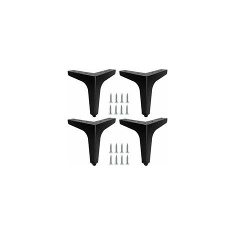 Lot de 4 15cm Pieds de Meubles Métal Noir, Pieds Canapé Durable, Pied Table Basse, Rehausseur Pied de Table Permettent de Se Lever ou Remplacer des Tables de Chevet, Canapé, Meubles TV, Fauteuil (1/4)