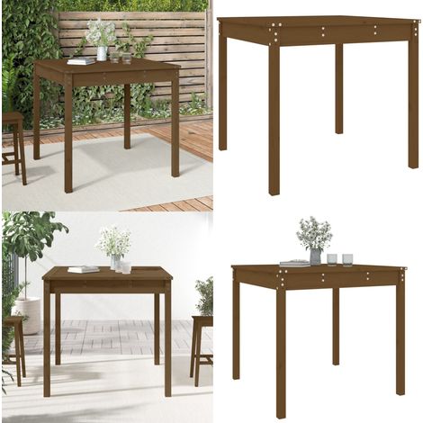 Mesa de jardín madera maciza pino marrón miel 82,5x82,5x76 cm - Madera maciza - Pino