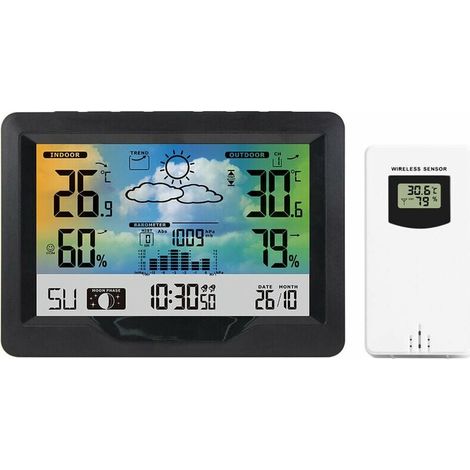 royaluxe - Station météo sans fil Station de prévision météo à écran couleur intérieur extérieur avec capteur extérieur Jauge de température et d'humidité numérique (1/5)