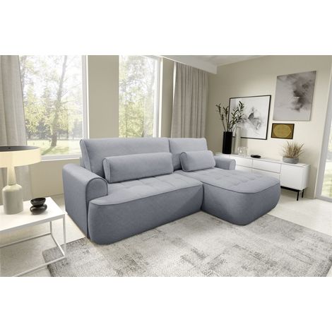 Ecksofa mit Schlaffunktion HUNTER Sofa in Stoff Cloud Grau Ottomane Rechts (1/5)