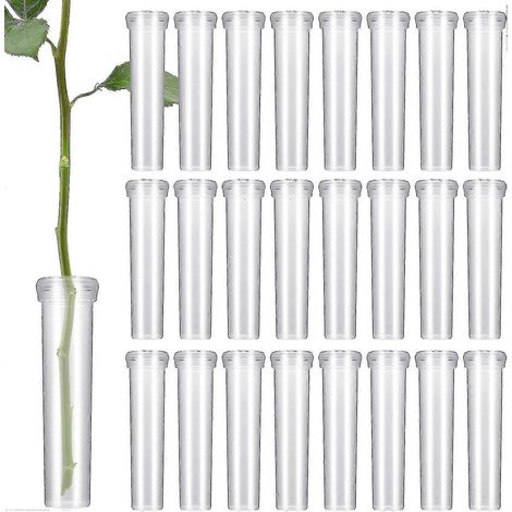 100 Stück Blumenröhrchen, Blumenwasserröhrchen mit Kappen, wiederverwendbare und langlebige Reagenzgläser für Blumen, 2,8 Zoll, transparent (1/5)