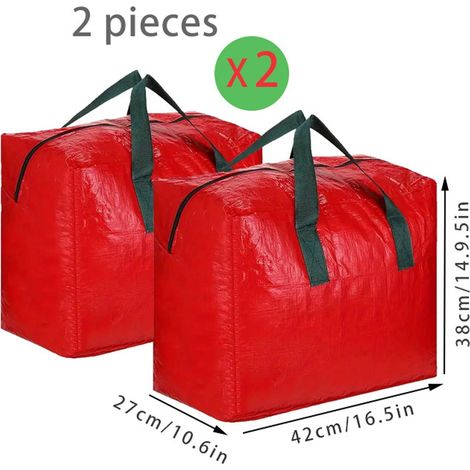 Sac De Rangement Pour Décorations De Noël - Tissu 600D - Pour Boules, Guirlandes, Couronnes, Petits Sapins - 2 Pièces (1/5)