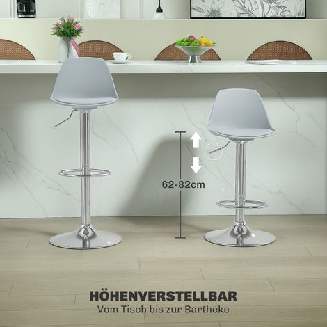 2er-Set Tabourets de bar pivotants avec dossier, réglables en hauteur, charge max 120 kg, 42 x 41 x 82-104 cm, Gris (1/5)