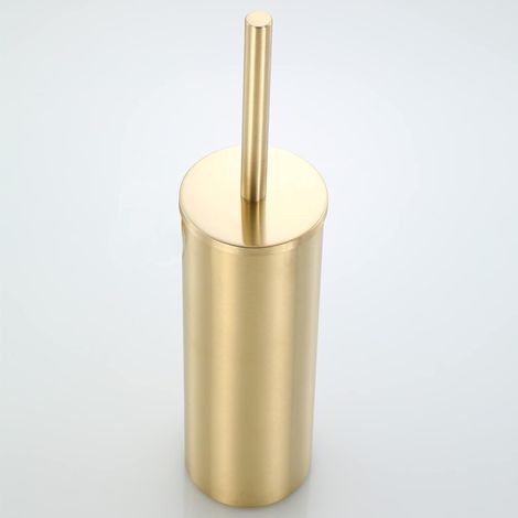 Freestanding metal toilet brush for thorough bathroom cleaning, drip-proof and clog-proof (brushed gold) (1/3)