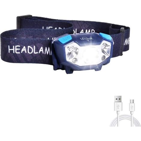 Lampe frontale LED rechargeable, 5 modes, étanche IP65, 350 lumens (1/5)