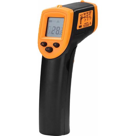 Thermomètre infrarouge portatif sans contact, thermomètre numérique LCD, thermomètre industriel infrarouge, -50 à 600°C/-58 à 1122°F (pas pour les humains) Orange (1/4)