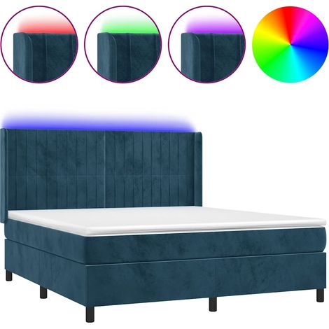Maison Exclusive - Letto a Molle con Materasso e LED Blu Scuro 180x200 cm (1/5)