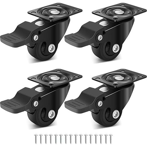 25mm Roulettes pour Meubles Petites Noires avec 4 Frein, Roulettes Pivotantes Silencieuses, Capacité de Charge 45kg, Roulette en Caoutchouc pour Charge Lourde pour Table, Armoire, Étagère (1/5)