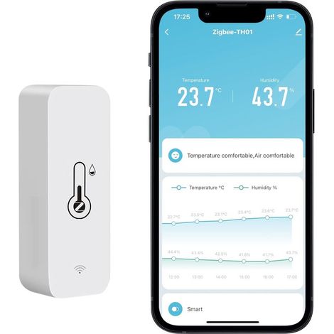 Zigbee Capteur de température et d'humidité sans fil intérieur et extérieur avec notifications d'application à distance et compatible avec l'application Tuya (1 pièce)