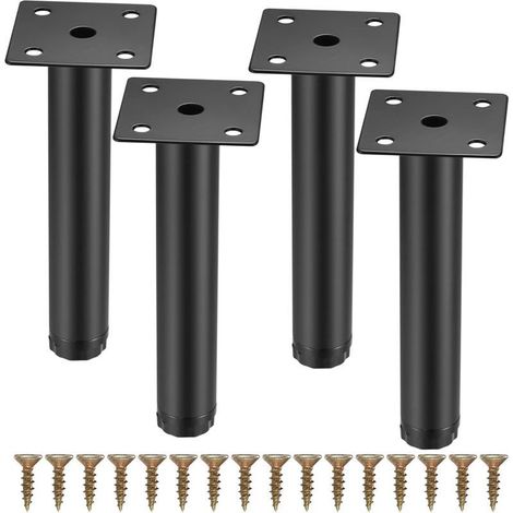 Lot de 4 pieds d'armoire en métal, pieds de support de meubles réglables de 15 cm pour étagères de cuisine, canapé, table, chaise, bureau, armoire, meubles, pieds réglables (1/4)