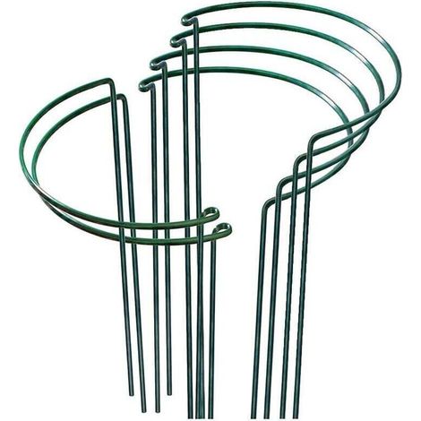 Enowelir Lot de 6 Piquets de Support pour Plantes en Métal Anneau de Jardin pour Pivoine, Tomate, Rose, Facile à Utiliser et à Ranger (21 35cm) (1/4)