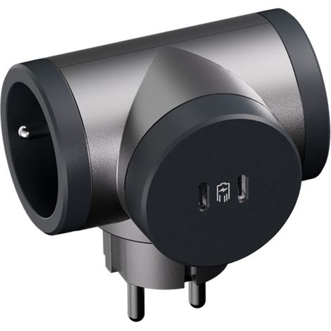 LEGRAND - Fiche multiprise 2x2 P+T prises latérales rotatives + 2 USB type-C 20W - Alu (1/5)