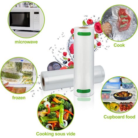 TolleTour 2-8 rollos al vacío de resistentes al desgarro, aptos para el contacto con alimentos, sin BPA. Contiene 5-20 bolsas de frescura.