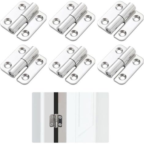 6 Pièces Charnières Amovibles, Charniere Porte Lourde, 37x34mm Charniere Inox, Charnières de Porte Amovibles Bande à Visser Gaucher, Charnières Petit pour Portes Intérieures et Extérieures (1/4)