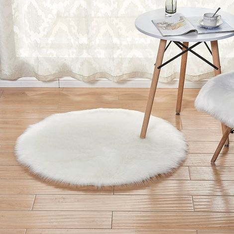 Tapis en fausse fourrure, imitation tapis en Cachemire, chambre à coucher, salon, Chambre d'enfants canapé tapis couverture (blanc - 50cm) (1/5)