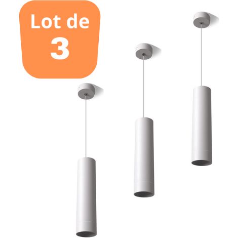 Lot de 3 suspensions tube BETA blanc GU10 câble 1.45m (1/5)