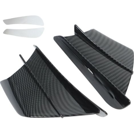 Alerones aerodinámicos universales de fibra de carbono para motocicleta – 1 par con carenados laterales, alta resistencia y acabado brillante.