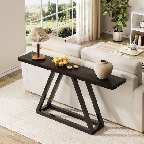 Tribesigns – Table console étroite 160 cm – Construction robuste en MDF et métal – Finition noire moderne – Pour petits espaces derrière canapé (1/5)