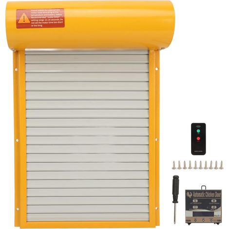 Porte de Poulailler Automatique, Poulet Accessoires avec Capteur d'éclairage Minuterie Automatique pour la Ferme (Yellow) Jaune - (1/5)