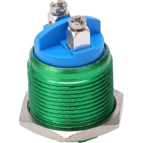 Interrupteur à bouton-poussoir en métal, tête haute, entièrement oxydé, à réarmement automatique, vis de réglage, commande au pied, 19 mm (vert) (1/5)