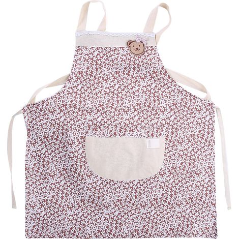 Tablier de cuisine imperméable avec poches, en dacron, réglable, couleur café, protection anti-taches pour cuisson (1/5)
