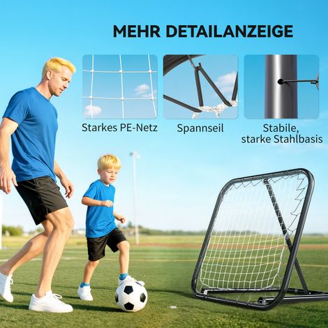 Filet d'entraînement de football 78x84 cm avec piquets, réglable 5 positions, portable, but de rebond pour jeunes, équipement d'entraînement football et baseball, blanc