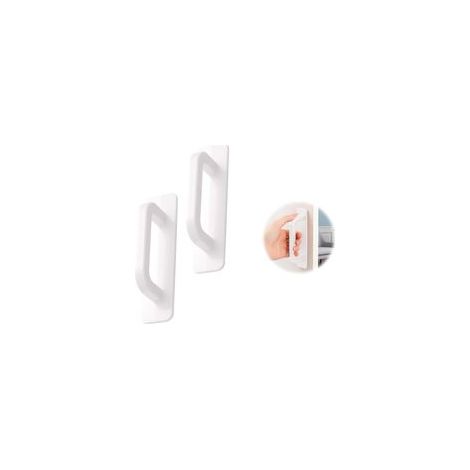 Lot de 2 Poignées de Porte de Balcon, Poignée de Porte Extérieure, Poignées de Porte Coulissante Auto-Adhésives, pour Meuble, Armoires, Fenêtres, Portes Coulissantes (Blanc) (1/5)