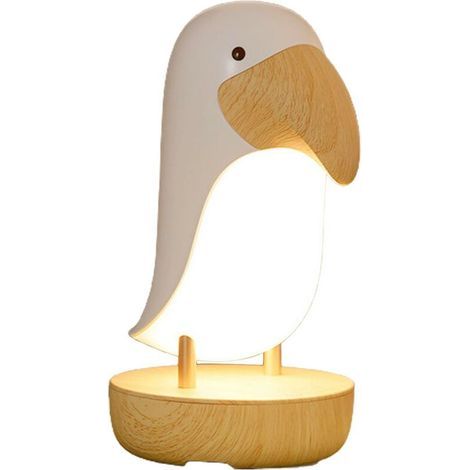 Lámpara de noche con forma de pájaro, USB tipo C, luz amarilla cálida, lámpara de mesita de noche regulable, nueva. (1/5)